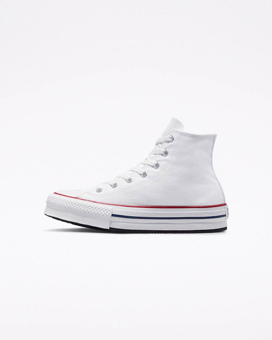 Dívčí Boty Na Platformy Converse Chuck Taylor All Star Lift Vysoké Bílé Tmavě Červené Tmavě Blankyt | CZ AWRV15